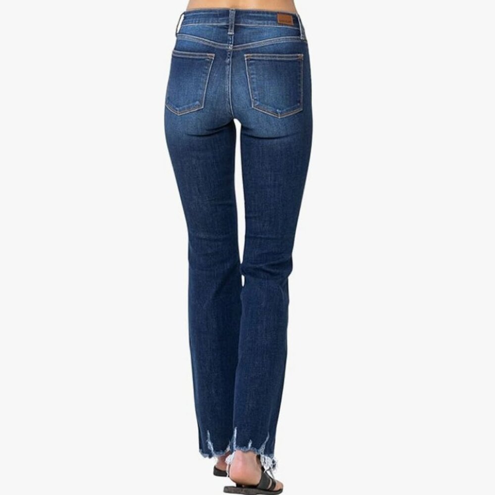 Judy Blue Mid Rise Distressed Hem Bootcut Jeans - Picture 3 of 3